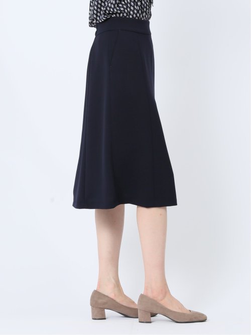 ストレッチウォッシャブル フレアースカート 紺(セットアップ可能)