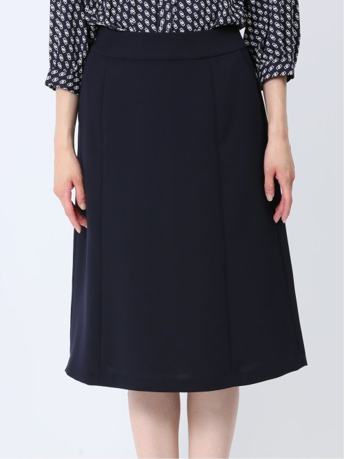 ストレッチウォッシャブル フレアースカート 紺(セットアップ可能)