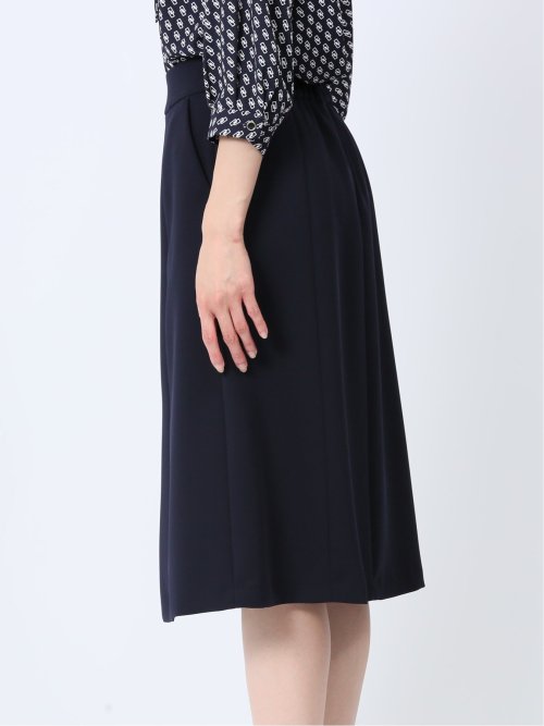 ストレッチウォッシャブル フレアースカート 紺(セットアップ可能)
