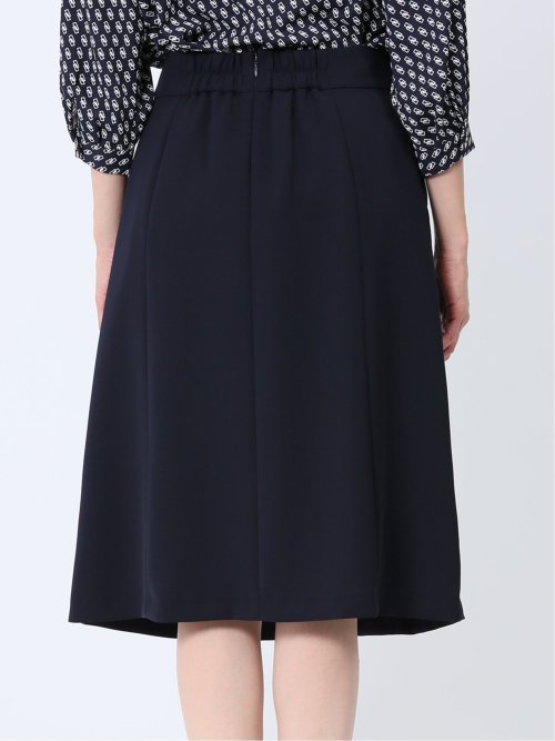 ストレッチウォッシャブル フレアースカート 紺(セットアップ可能)