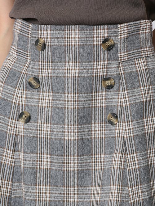 ボタンデザイン チェック柄フレアースカート