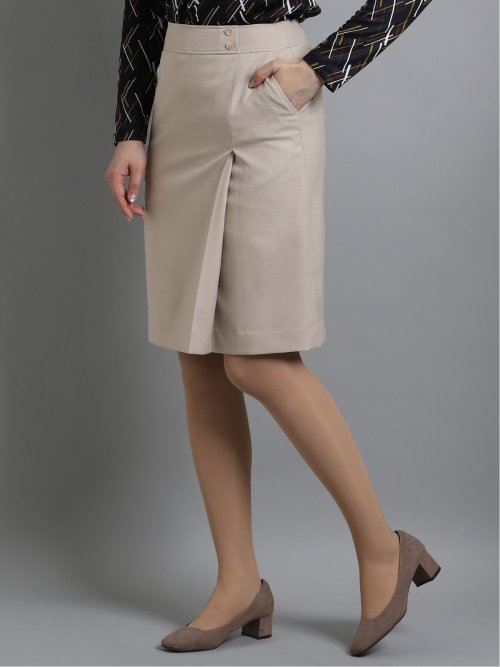 綿麻ライク タイトスカート ベージュ(セットアップ可能)