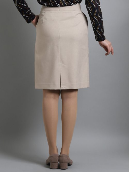 綿麻ライク タイトスカート ベージュ(セットアップ可能)