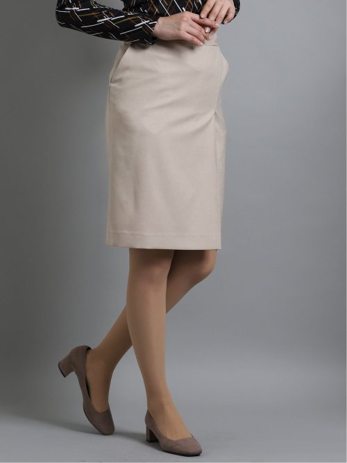 綿麻ライク タイトスカート ベージュ(セットアップ可能)