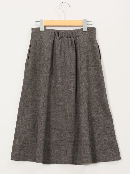 ストレッチウォッシャブル シャーク フレアースカート こげ茶(セットアップ可能)