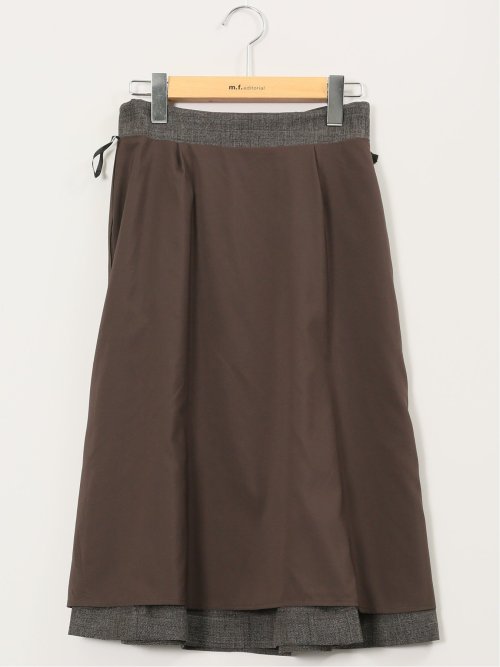 ストレッチウォッシャブル シャーク フレアースカート こげ茶(セットアップ可能)