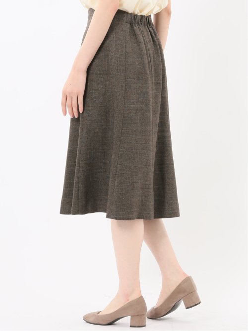 ストレッチウォッシャブル シャーク フレアースカート こげ茶(セットアップ可能)