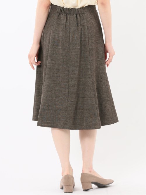 ストレッチウォッシャブル シャーク フレアースカート こげ茶(セットアップ可能)