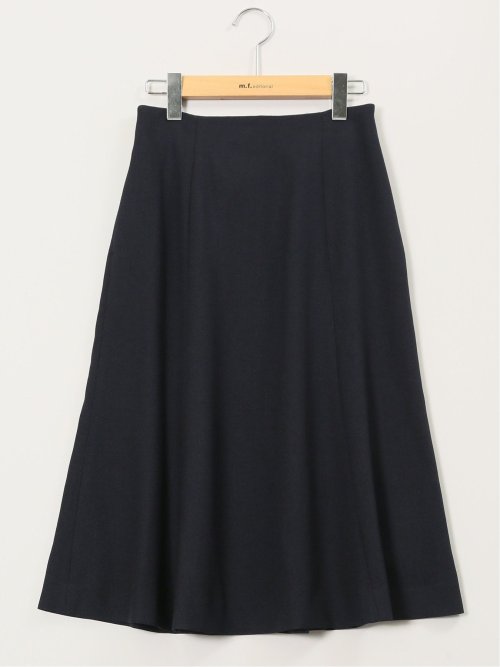 ストレッチウォッシャブル シャーク フレアースカート 紺(セットアップ可能)