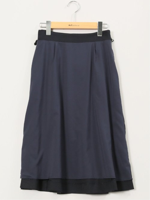 ストレッチウォッシャブル シャーク フレアースカート 紺(セットアップ可能)