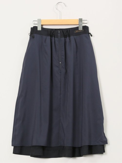 ストレッチウォッシャブル シャーク フレアースカート 紺(セットアップ可能)