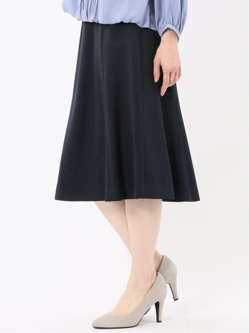 ストレッチウォッシャブル シャーク フレアースカート 紺(セットアップ可能)