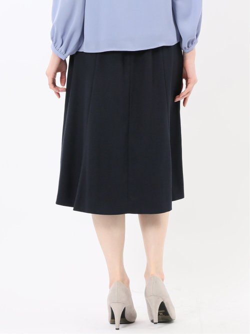 ストレッチウォッシャブル シャーク フレアースカート 紺(セットアップ可能)