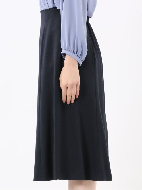 ストレッチウォッシャブル シャーク フレアースカート 紺(セットアップ可能)