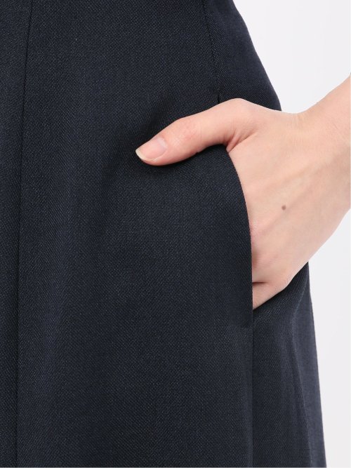 ストレッチウォッシャブル シャーク フレアースカート 紺(セットアップ可能)