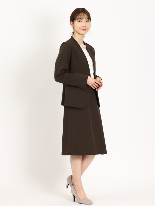 ダブルクロス Aラインスカート 茶(セットアップ可能)