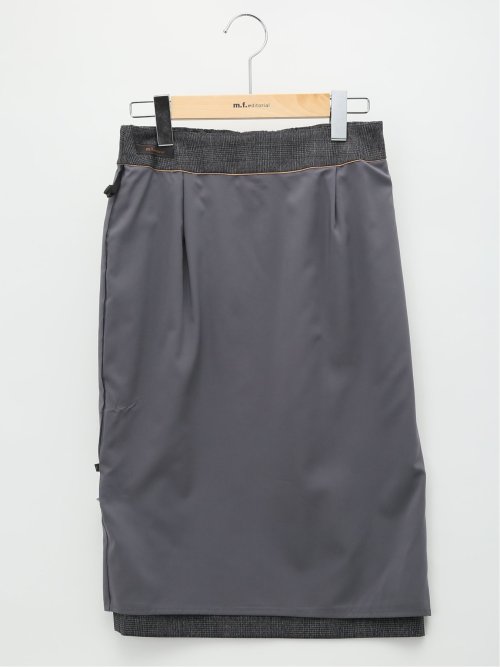 レーヨン混ストレッチ タイトスカート チェックグレー(セットアップ可能)