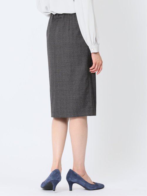 レーヨン混ストレッチ タイトスカート チェックグレー(セットアップ可能)