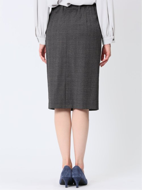 レーヨン混ストレッチ タイトスカート チェックグレー(セットアップ可能)