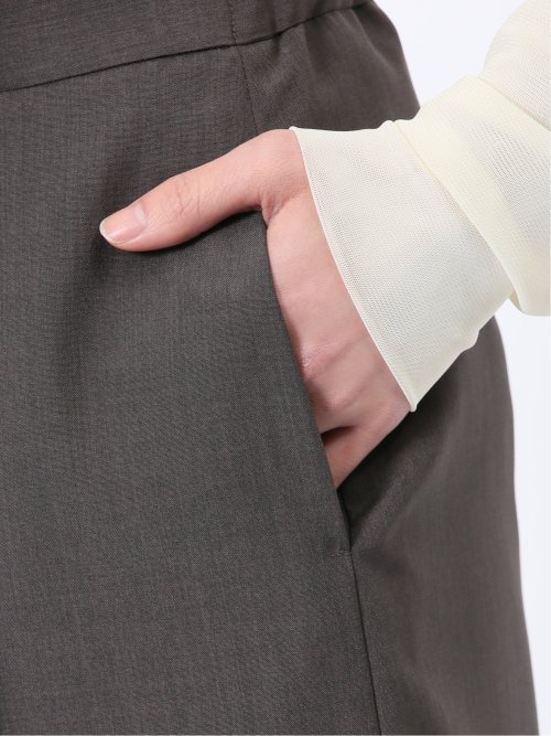 杢調 ラップ風ロングスカート こげ茶(セットアップ可能)