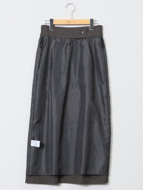 杢調 ラップ風ロングスカート こげ茶(セットアップ可能)