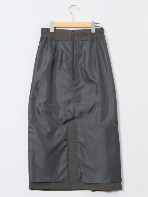 杢調 ラップ風ロングスカート こげ茶(セットアップ可能)