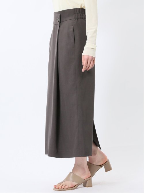 杢調 ラップ風ロングスカート こげ茶(セットアップ可能)