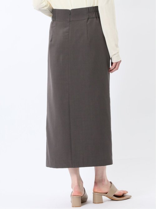 杢調 ラップ風ロングスカート こげ茶(セットアップ可能)