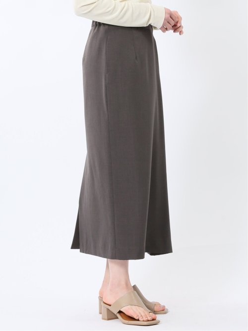 杢調 ラップ風ロングスカート こげ茶(セットアップ可能)