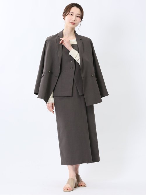 杢調 ラップ風ロングスカート こげ茶(セットアップ可能)