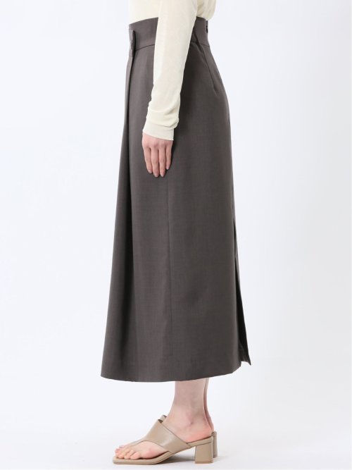 杢調 ラップ風ロングスカート こげ茶(セットアップ可能)