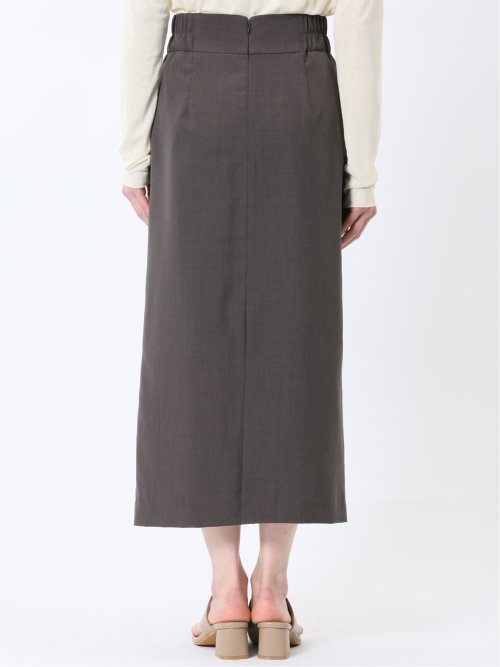 杢調 ラップ風ロングスカート こげ茶(セットアップ可能)