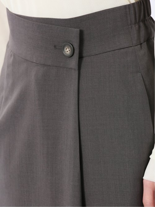 杢調 ラップ風ロングスカート こげ茶(セットアップ可能)