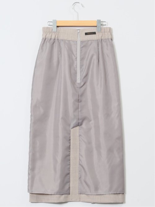 杢調 ラップ風ロングスカート ベージュ(セットアップ可能)