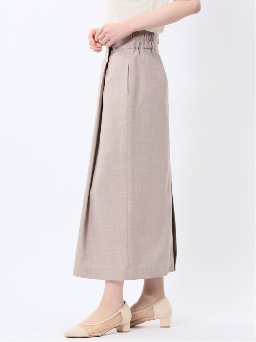 杢調 ラップ風ロングスカート ベージュ(セットアップ可能)