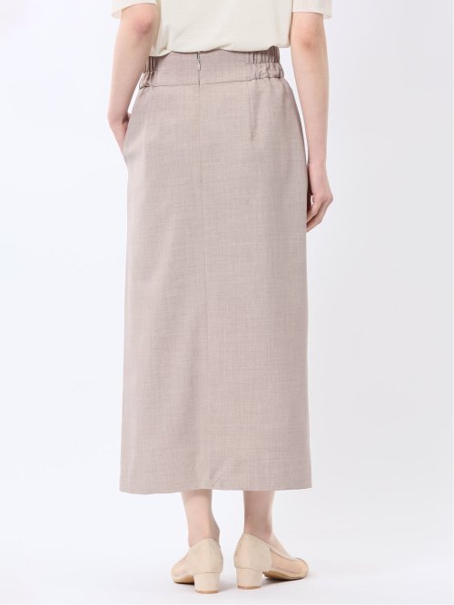 杢調 ラップ風ロングスカート ベージュ(セットアップ可能)(S 33