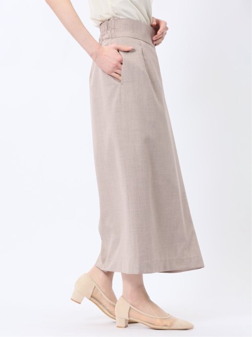 杢調 ラップ風ロングスカート ベージュ(セットアップ可能)