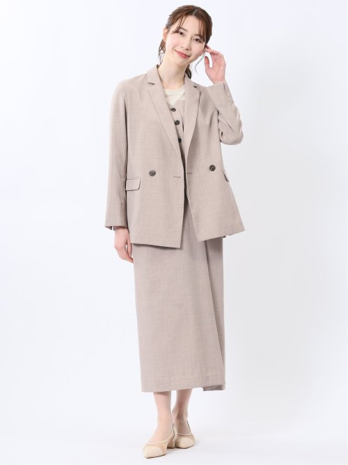 杢調 ラップ風ロングスカート ベージュ(セットアップ可能)