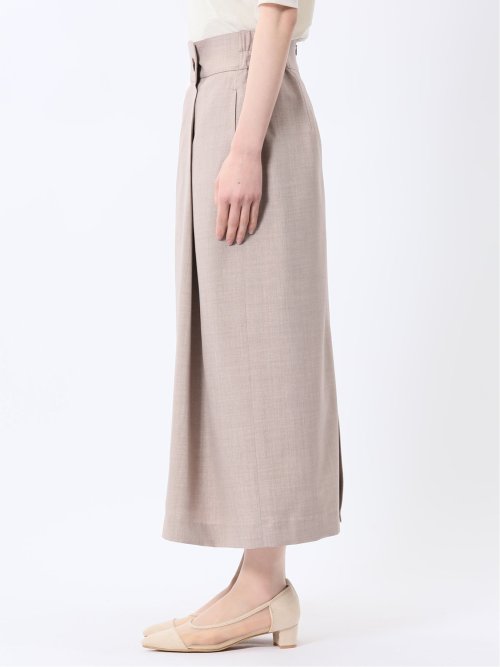 杢調 ラップ風ロングスカート ベージュ(セットアップ可能)