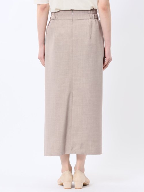 杢調 ラップ風ロングスカート ベージュ(セットアップ可能)