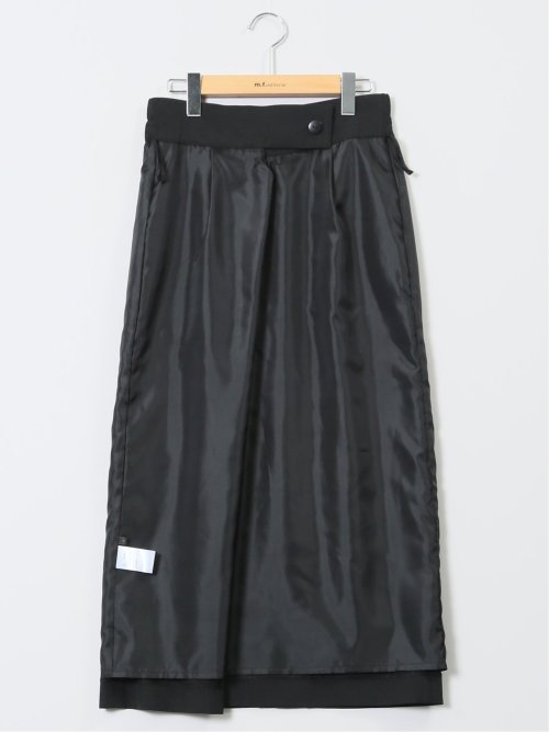 杢調 ラップ風ロングスカート 黒(セットアップ可能)