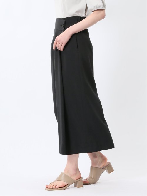 杢調 ラップ風ロングスカート 黒(セットアップ可能)