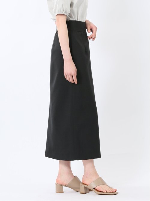 杢調 ラップ風ロングスカート 黒(セットアップ可能)