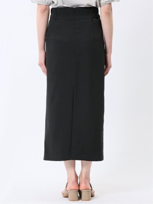 杢調 ラップ風ロングスカート 黒(セットアップ可能)