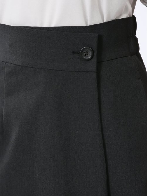 杢調 ラップ風ロングスカート 黒(セットアップ可能)