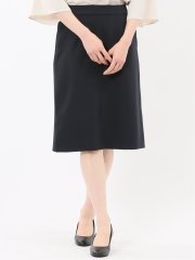 ストレッチウォッシャブル ダブルクロス Aラインスカート 紺(セットアップ可能)
