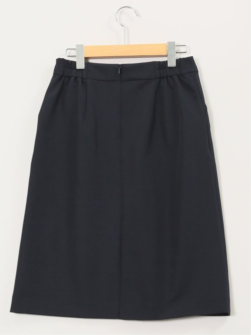 ストレッチウォッシャブル ダブルクロス Aラインスカート 紺(セットアップ可能)