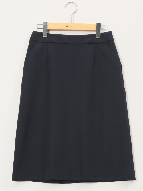 ストレッチウォッシャブル ダブルクロス Aラインスカート 紺(セットアップ可能)