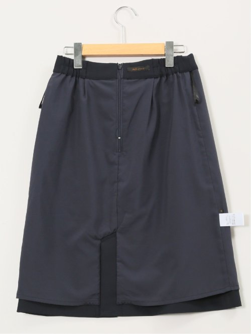 ストレッチウォッシャブル ダブルクロス Aラインスカート 紺(セットアップ可能)