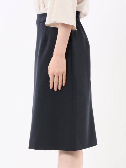 ストレッチウォッシャブル ダブルクロス Aラインスカート 紺(セットアップ可能)